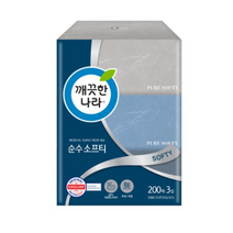 깨끗한나라 순수 소프티 미용티슈 200매, 3개입, 2팩