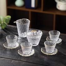 크리 에이 티브 얼음 이슬 유리 차 컵 차 세트 홈 완전한 세트의 차 컵 커버 그릇 공정한 컵 묘사 골드 차 컵, 찻잔 컵 그릇
