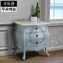 시에 마호가니 원목 협탁 엔틱 3단 서랍장 사이드 침대 침실 수납 협탁 쇼파 높은 빈티지, 그레이