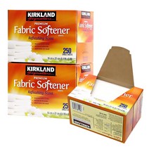 커클랜드 시그니춰 종이형 섬유유연제 250매 2팩 종이드라이시트 드럼세탁기 건조기, 250매(2박스)