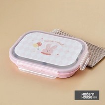 [모던하우스 창원점]새학기준비_사파리월드 토끼 어린이집용 이중스텐 뚜껑식판_KI0323013