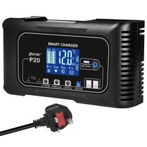 HTRC-12V 24V 20A 오토바이 리튬 Lifepo4 젤 AGM 습식 납산 배터리 수리 충전기용 완전 자동 자동차 충전기, UK-Plug