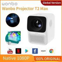 프로젝터 미니 휴대용 스크린 소형 글로벌 버전 wanbo t2 max android 9.0 4k 1080p led 용 와이파이 홈 시어터 키스톤 보정, 프로젝터만, 우리 플러그