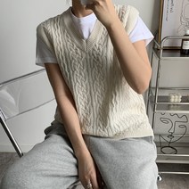 뜨개진 여성용 램스울 트위스트 브이넥 글리스터 조끼