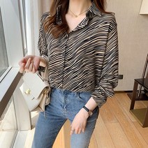 레오파드 레트로 여성 긴팔 셔츠 블라우스 예쁜 가을 오피스룩 교생룩 20대 30대 40대