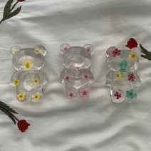 무배 아이폰 갤럭시 투명 곰돌이 체리블라썸 플라워 구름 컬러믹스 거치대 그립톡, 8.민트핑크 곰