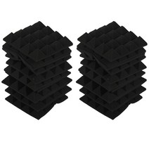 24pcs 250x250x50mm 스튜디오 어쿠스틱 폼 방음 흡수 처리 패널 타일 보호 사운드 증거 스펀지, 하나, 검정