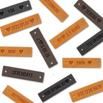 [동대문패션포인트] DIY 영문 이니셜 천연가죽 주문제작 핸드메이드라벨, BK(20개)+BR(10개)