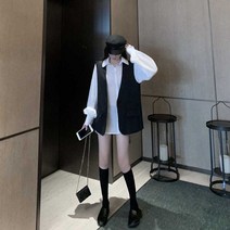 빅사이즈투피스 여성의류 봄가을 뚱뚱한 와이셔츠 조끼코트 심플 와이드 루즈핏 슬림핏 룩 2399361332