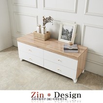 진디자인 튼튼한 높은TV장식장 고광택 하이그로시 2단 1200mm, 오크화이트