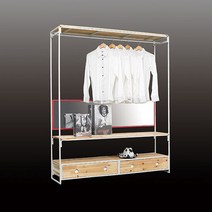 다이젠 디포 철재 멀티 1단서랍 행거+거울, 색상:화이트