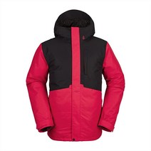 Volcom 남자 남성용 17Fourty 단열 스노우보드 재킷 레드 콤보