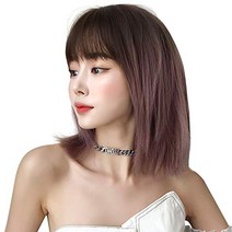 LAVIST 가발 가발 짧은 세미 롱 여성 미디엄 밥 풀 가발 여성 컷 아웃 밥 외부 허니 밥 wig 자연 작은 얼굴 효과 그물 포함 (핑크 애쉬)