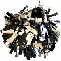 Danzcue 15.2cm(6인치) 메탈릭 치어리딩 폼폼 바톤 핸들 포함 2개 팩 (원 사이즈 핫 핑크-실버), One Size, Black/Silver