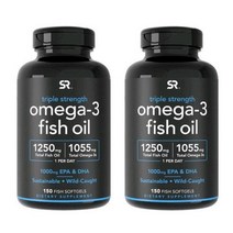 스포츠리서치 트리플 스트렝스 오메가-3 피쉬 오일 1250mg 소프트젤, 150정, 2개