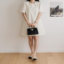 [바보사랑] 여자 봄하객 빅카라 a라인 반팔 칵테일 원피스[옷자락]