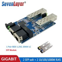 10/100/1000M 이더넷 광섬유 2 SC 섬유 포트 RJ45 미디어 컨버터 기가비트 스위치 UTP 보드 PCB 1개, [04] PCBA LC 20KM
