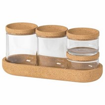이케아 삭스보리아 트레이+보관용기 5P 유리 코르크