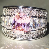 자수정 반지 보석 유색 보석 품질의 자수정 큐빅 지르코니아 실버 컬러 약혼 웨딩 반지 선물