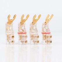 WBT Hi-Fi 오디오 Y 스페이드 플러그 4 개 황동 금도금 로듐 스피커 터미널 커넥터, 02 Gold plated