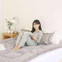 아네모네 10cm 램스울 캠핑토퍼 푹신폭신 양털토퍼 자가발열토퍼 내충재 3KG이상, 그레이