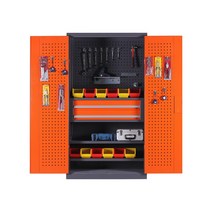 철제캐비넷 작업장 수리 도구 정리함 연장 잠금장치, 후크 없는 파란색 이중 섹션