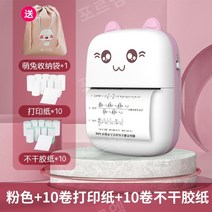 학습기 텍스트 프린터 문제 풀기 포켓 포토 프린터 미니 학생선물, 핑크+백지롤10개+스티커없는롤10개+가방