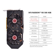 그래픽카드 비디오카드 xfx radeon rx 470 8gb gddr5 256비트 게임용 directx 12 데스크탑 컴퓨터 gpu dvi-dhdmidp(rx 580rx, rx580-4GB 2304sp
