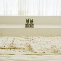 더품 여름 시원 쿨 풍기 인견 신생아 아기 이불세트(패드 이불 베개), 별(화이트)