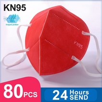귀편한 새부리형마스크 귀안아픈 마스크 대형 KN95 마스크 FFP2 CE 레드 재사용 가능한 얼굴 보호 필터 ff, 07 red 80pcs, 한개옵션1