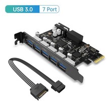 ORICO-SuperSpeed 7 포트 USB 3.0 PCI-E Express 카드 15 핀 SATA 전원 커넥터 포함 PCIE 어댑터, 03 7 Port