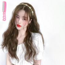 가발위드 긴머리 히피 웨이브 머리띠 가발+가발전용빗1개+세트, 콜드브라운, 1세트