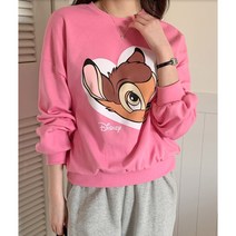 루비스 밤비 나염 라운드 박시 맨투맨 여성 긴팔 간절기룩 티셔츠