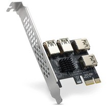 PCIe 스플리터 1~4 멀티플라이어 라이저 카드 PCI Express X1 확장 라이저 카드 PCIE USB 3.0 포트 어댑터 카드 이더리움 비트코인 ETH GPU 마이닝, Pcie splitter riser-black