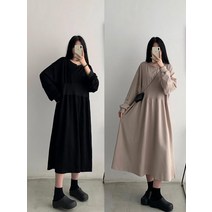 프랑스 복고풍 기질 여성 봄원피스 결혼식 하객 롱 새내기 긴팔 드레스
