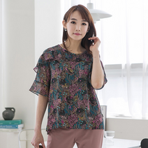 [이헌영] 러플포인트 패턴 여름 7부 블라우스/20BS5042B0