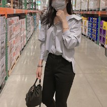 오프숄더 카라 가오리핏 브이넥 셔츠 남방
