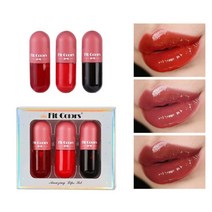 립글로즈 립틴트 립밤 립라이너 잘 지워지지 않는 착색 타투 립스틱 틴트 3pcs 크리스탈 젤리 내츄럴 미니 립글로스 캡슐 립 플럼퍼 오일 샤이니 클리어 립 오일 모이스춰 라이징, Lip Gloss 3Pcs Set_2