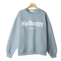 데일로엔 여성용 MAD HAPPY 레터링 기모 맨투맨