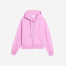 아미 스몰 하트 로고 후드 집업 캔디 핑크 AMI de Coeur Zipped 후드 Candy Pink