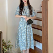 6월 7월 8월 여름 패션 원피스 제주도 옷차림 여성용 쉬폰 꽃 무늬 드레스 스커트 B56