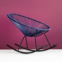 피카소가구 뉴코드스윙 2 3인세트 흔들의자 야외의자 쿠션세트포함 아카풀코 라탄, 뉴코드스윙 2인-딥블루세트+쿠션세트 블랙