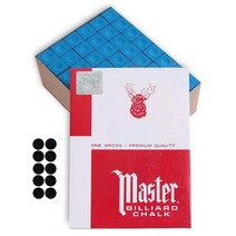 Master Chalk Master Billiard 당구 큐 초크 프리미엄 품질 - 1 총 - 144 피스 - 미국 제조 + 당구 테이블 스팟 10 개 (그린), Sky Blue