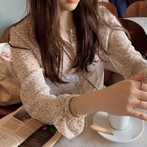 블라우스 쉬폰 쉬폰블라우스 여성상의 잔꽃패턴 차르르블라우스 2컬러 러블리셔츠