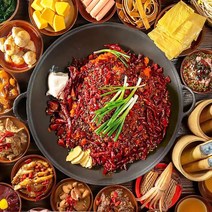 무쇠 훠궈 냄비 마라탕 전골 오리 스프 반반 샤브샤브, 상세 페이지 참고, 44cm 원형 2분할