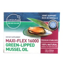 라이프스팬 뉴질랜드 초록입홍합 오일 MAXI-FLEX 16000 120캡슐 초록잎홍합추출물 청푸른녹색입 그린머슬 MUSSEL 직구, 1개, 120캡슐/250mg