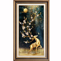 히여 화야 보석십자수 DIY 패키지 D1028 3D, 1개, 달 황금 노루 D-062
