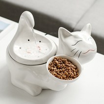 고양이 도자기 식기 겸용 정수기