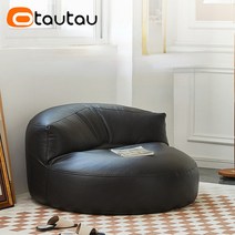빈백소파 1인용소파 빈백 OTAUTAU-인조 가죽 빈백 소파 및 필러 코너 발판 오토만 푸프 발판 편안한 바닥, 01 BY-black-single