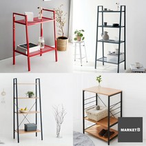 마켓비 철제 원룸 아파트 DIY 조립식 철망 조립 조립식 앵글 수납장 화분 선반, 마켓비 LEITER 선반 시리즈, 3. 마켓비 LEITER 넓은 4단, 레드
